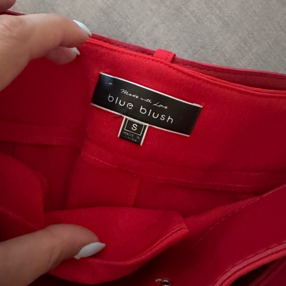 High Waisted Belted Red Trousers - Picture 3 of 4